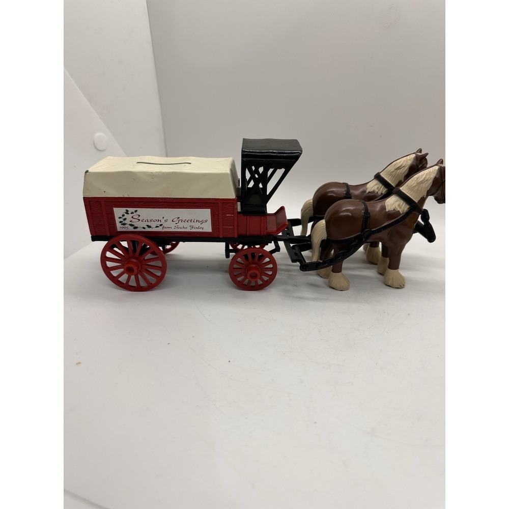 Vintage Ertl Horse Drawn Covered Wagon Bank 1995 Sachs Finley Christmas